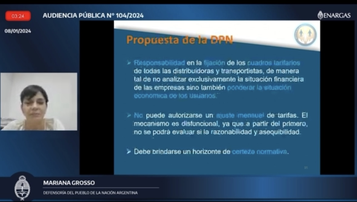 La Defensoría del Pueblo de la Nación participó de la Audiencia Pública convocada por el ENARGAS para debatir sobre la actualización de tarifas